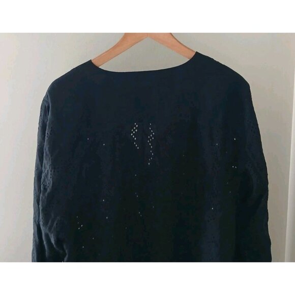 Madewell Long Sleeve Popover Top Eyelet Linen - Picture 8 of 9